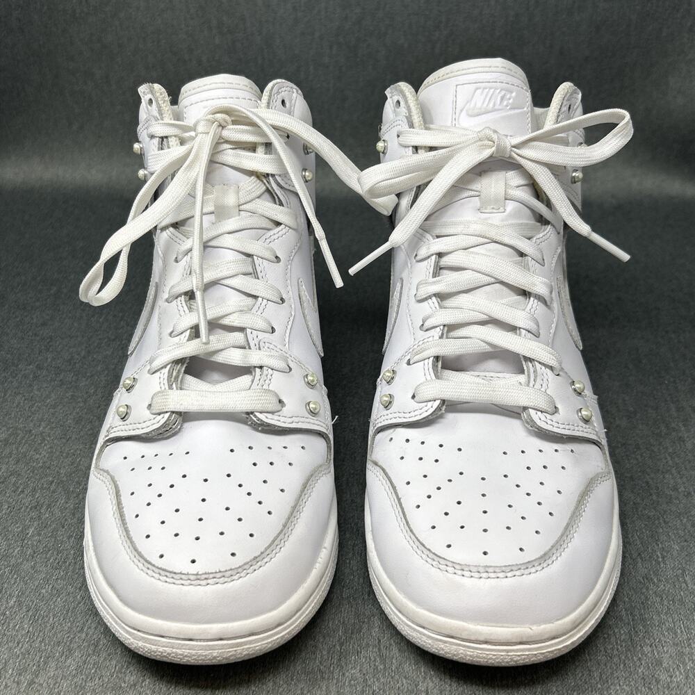 Nike Dunk High SE Pearl Studs Jewel Low Triple White DM7607-100 Womens 8.5 - Picture 4 of 11